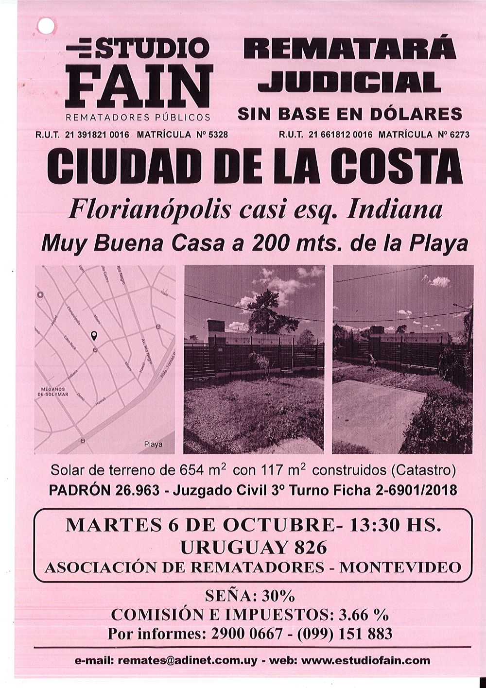 Bien inmueble: Solar de terreno y el edificio en el constituido, Localidad
Catastral Ciudad de la Costa, señalado con el número 28 de la manzana 21 frente a la calle F de 20 metros de ancho superficie de 653 metros
y 97 decímetros